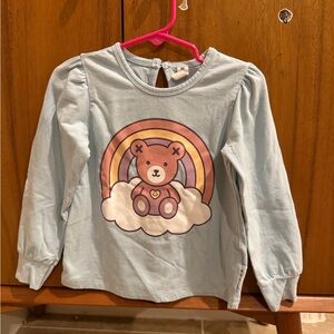 Huxbaby Light Blue Bear and Rainbow Long Sleeve Tee